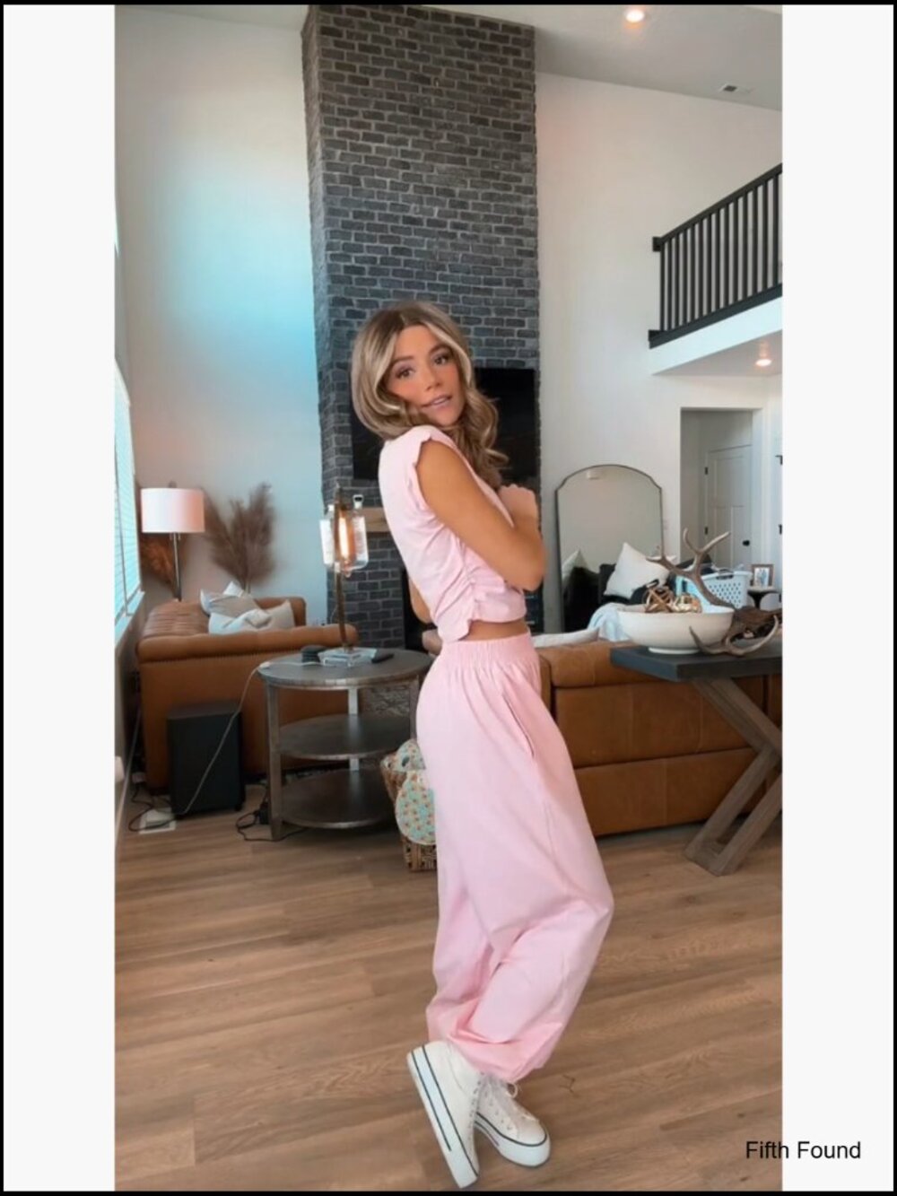 2 Piece Lounge Set Crop Top Wide Leg Pants Tracksuit Loungewear - Picture 7 of 7